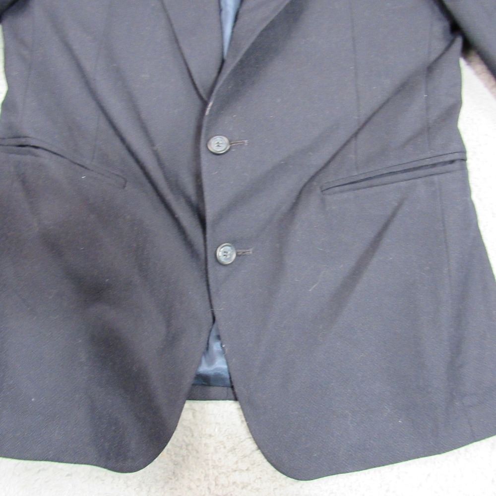 Adolfo Mens Black Pure Wool Herringbone Blazer Sport Coat Two Button Made in USA - Picture 2 of 10